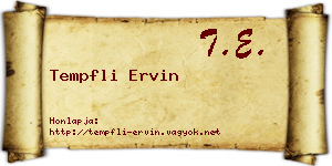 Tempfli Ervin névjegykártya